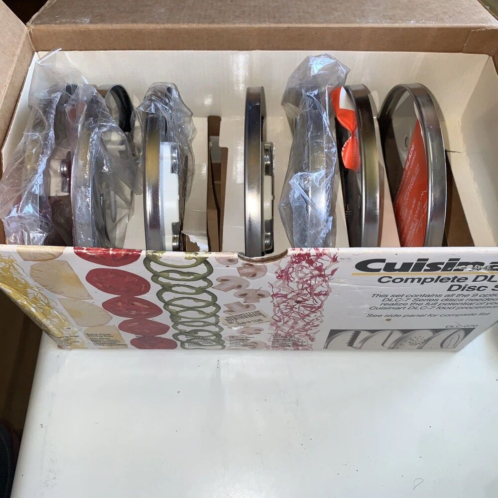 VTG Cuisinart DLC-70 9 Disc Set in Box Food Processor Blades Incomplete 7 Of 9